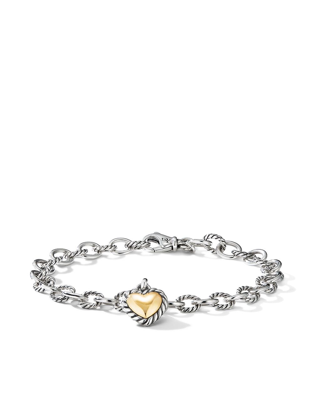 David Yurman 18K黄金纯银 Cable Collectibles Cookie Classic Heart 手链 - 银色
