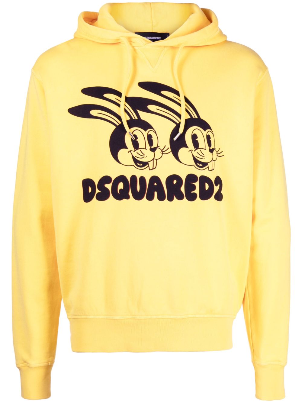 DSQUARED2 logo印花棉连帽衫 - 黄色