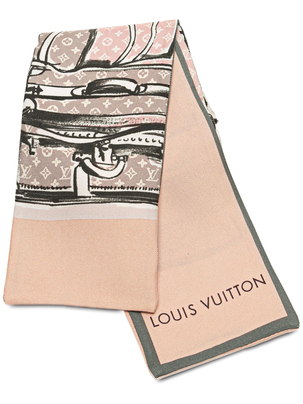 Louis Vuitton Pre-Owned Monogram Bandeau Trunk Silk Scarf 围巾（2016年典藏款） - 褐色