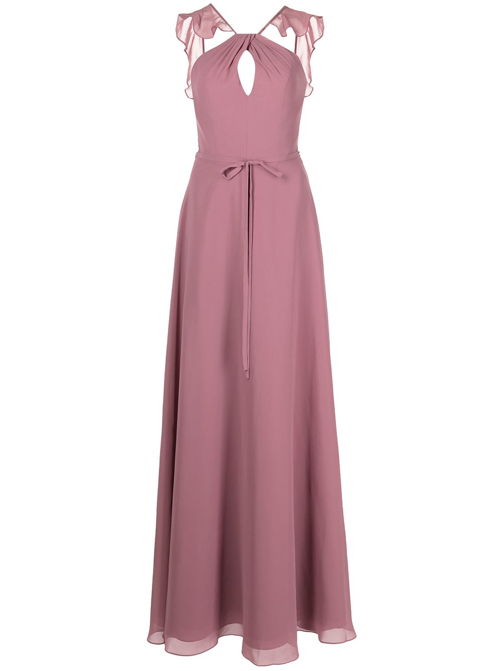 Marchesa Notte Bridesmaids 荷叶边挂脖礼服 - 粉色