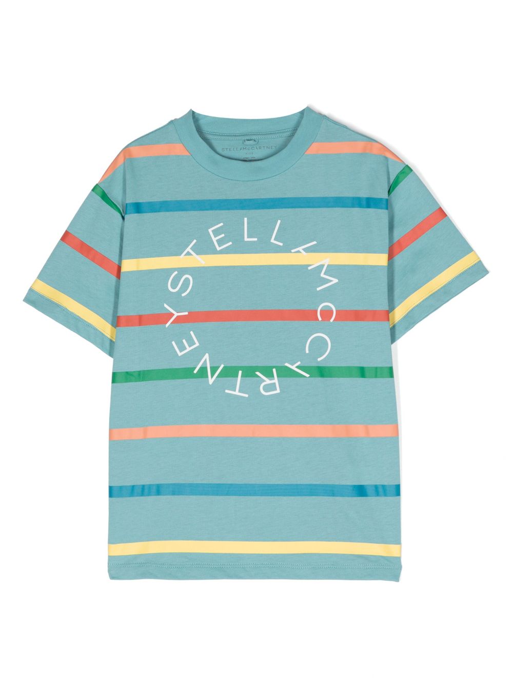 Stella McCartney Kids logo印花条纹T恤 - 蓝色