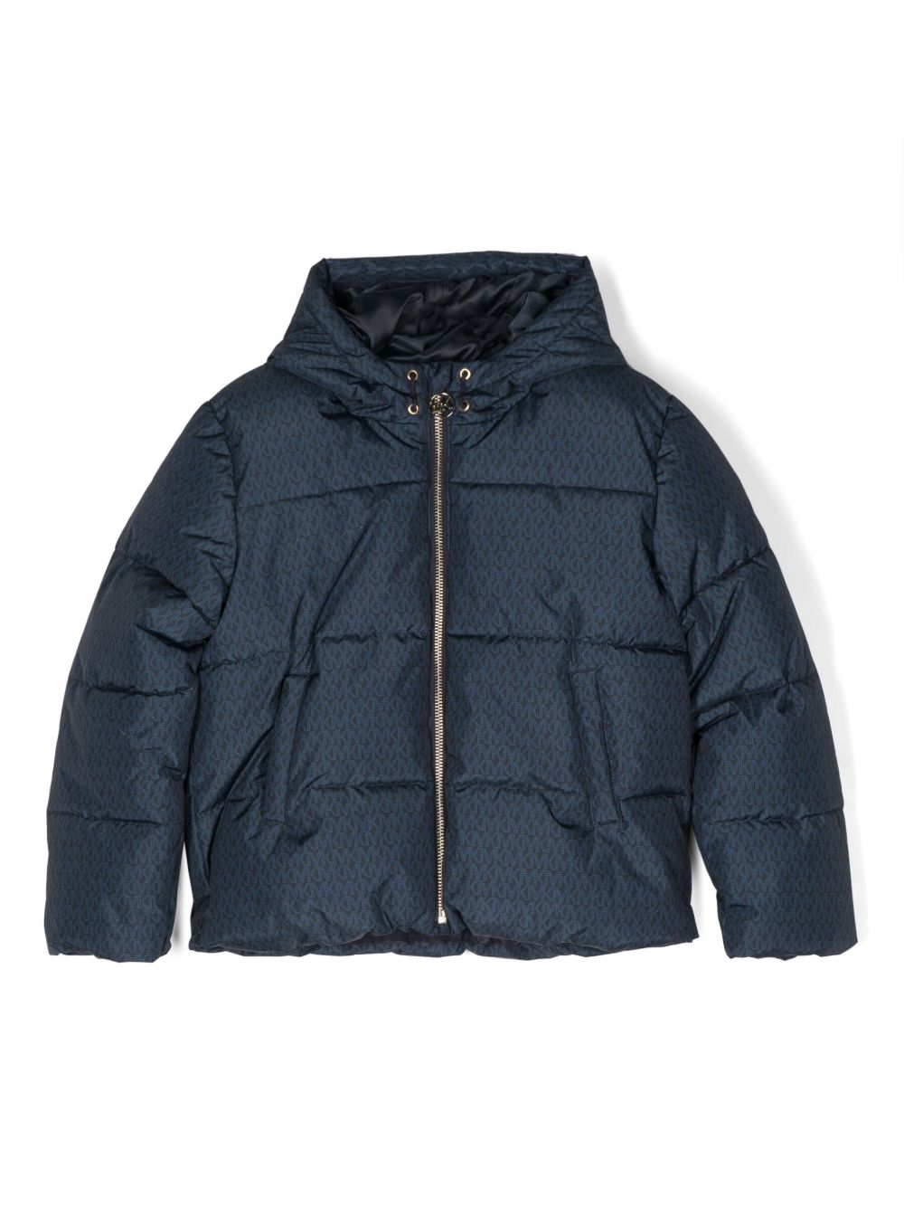 Michael Kors Kids logo印花拉链填充夹克 - 蓝色