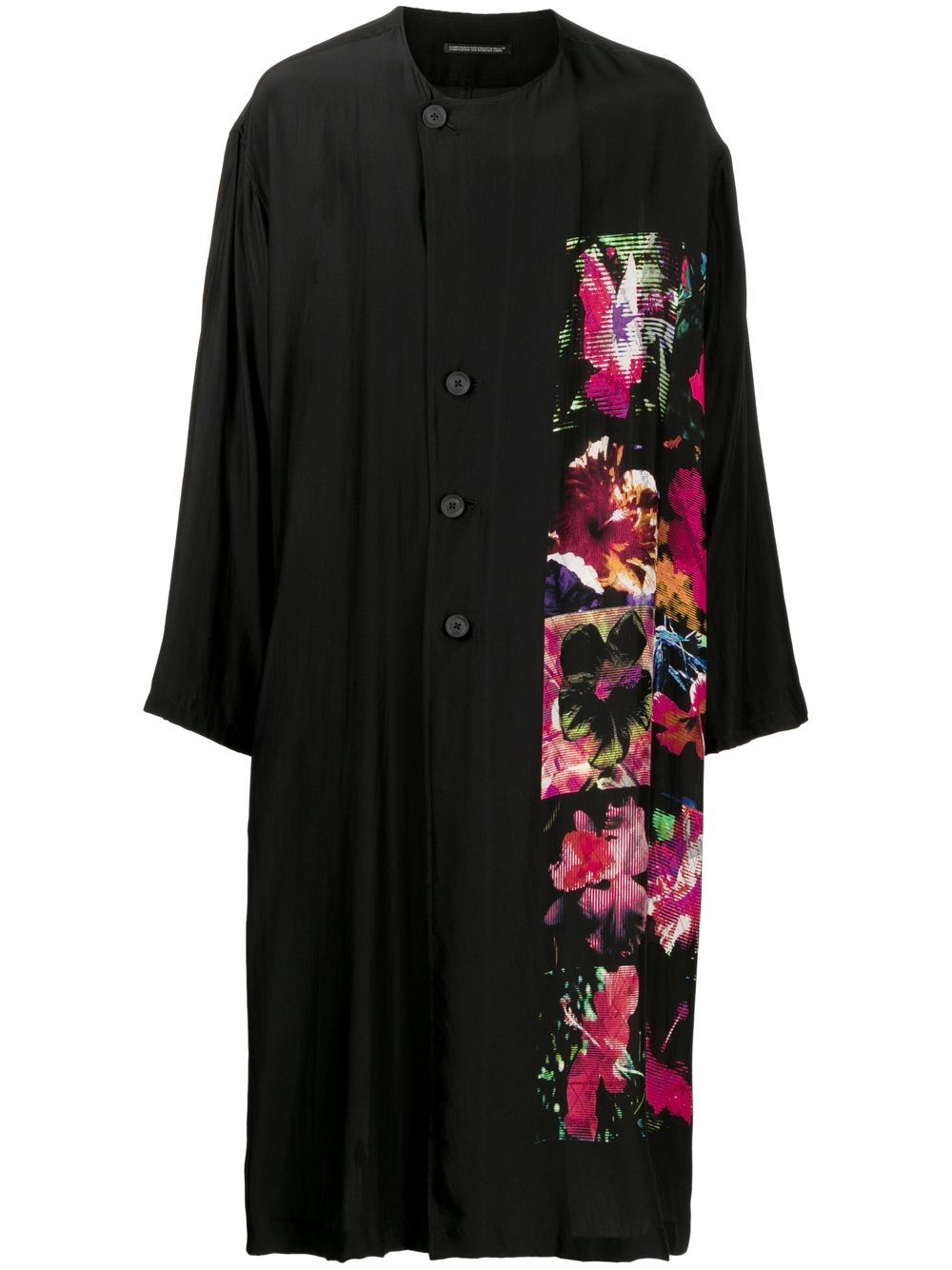 Yohji Yamamoto 花卉印花真丝外套 - 黑色