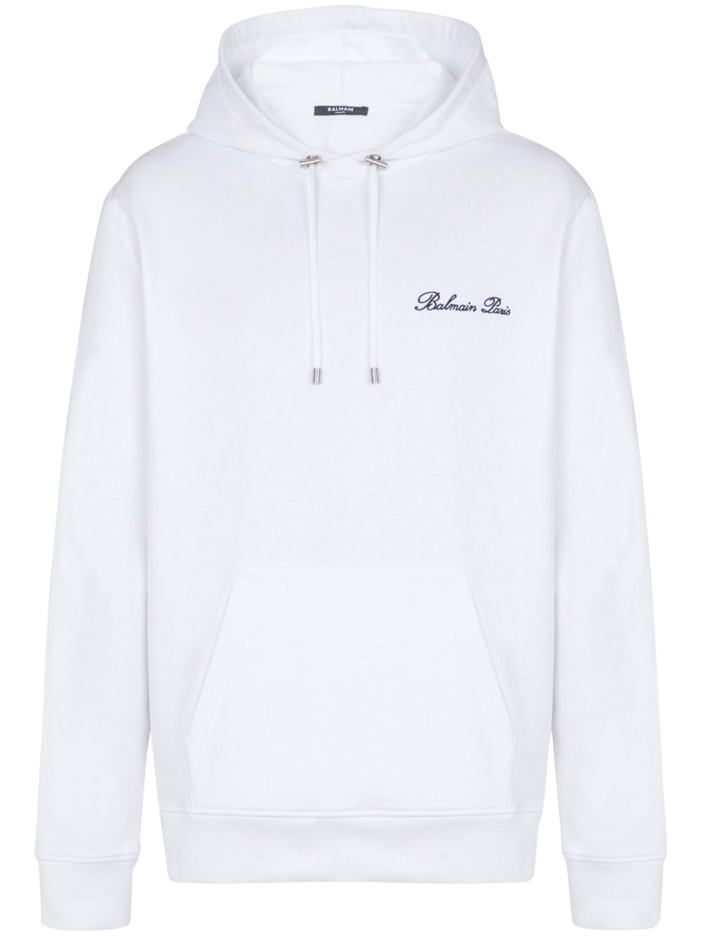 Balmain logo刺绣连帽衫 - 白色