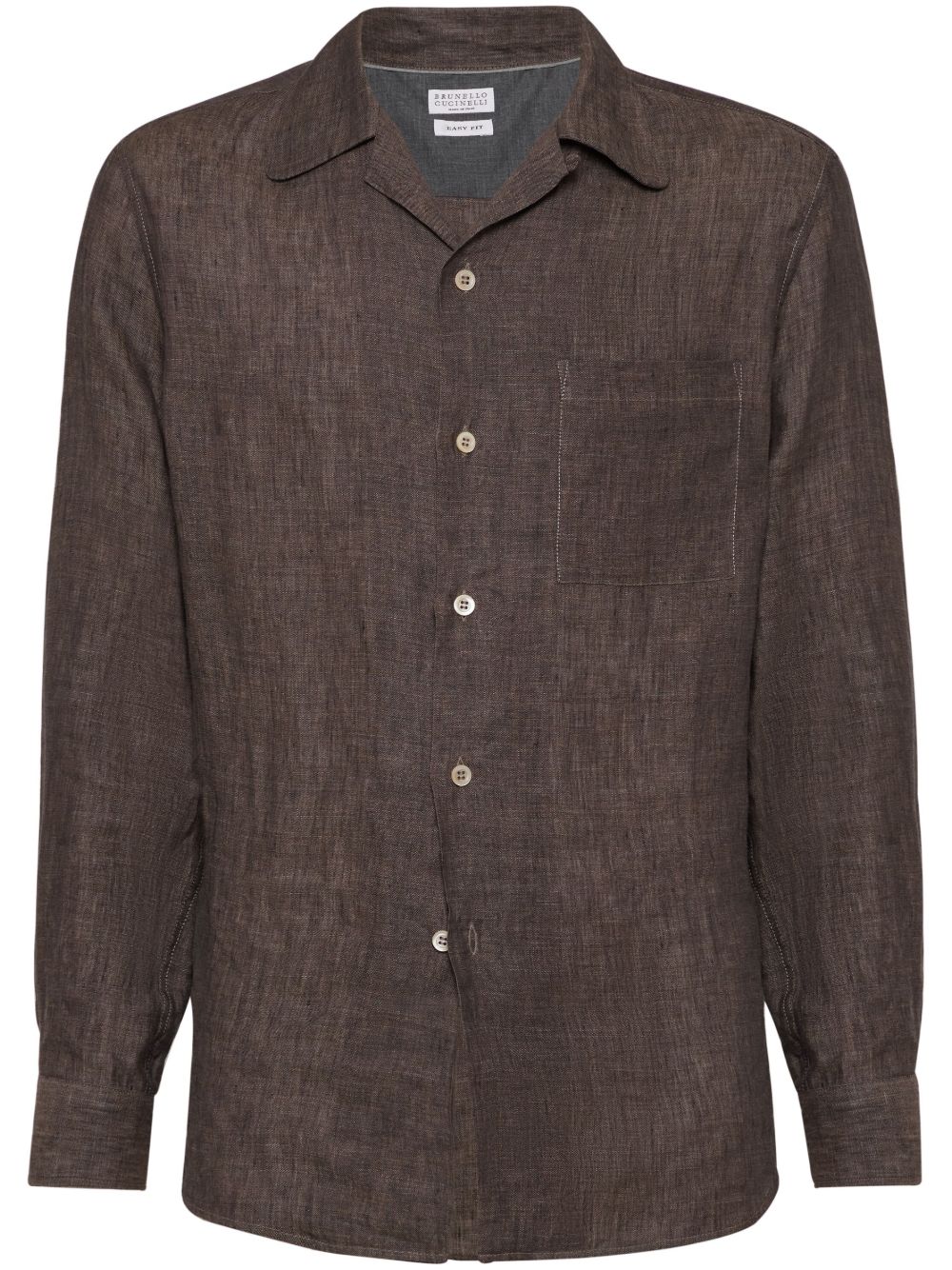 Brunello Cucinelli 环保亚麻衬衫 - 褐色