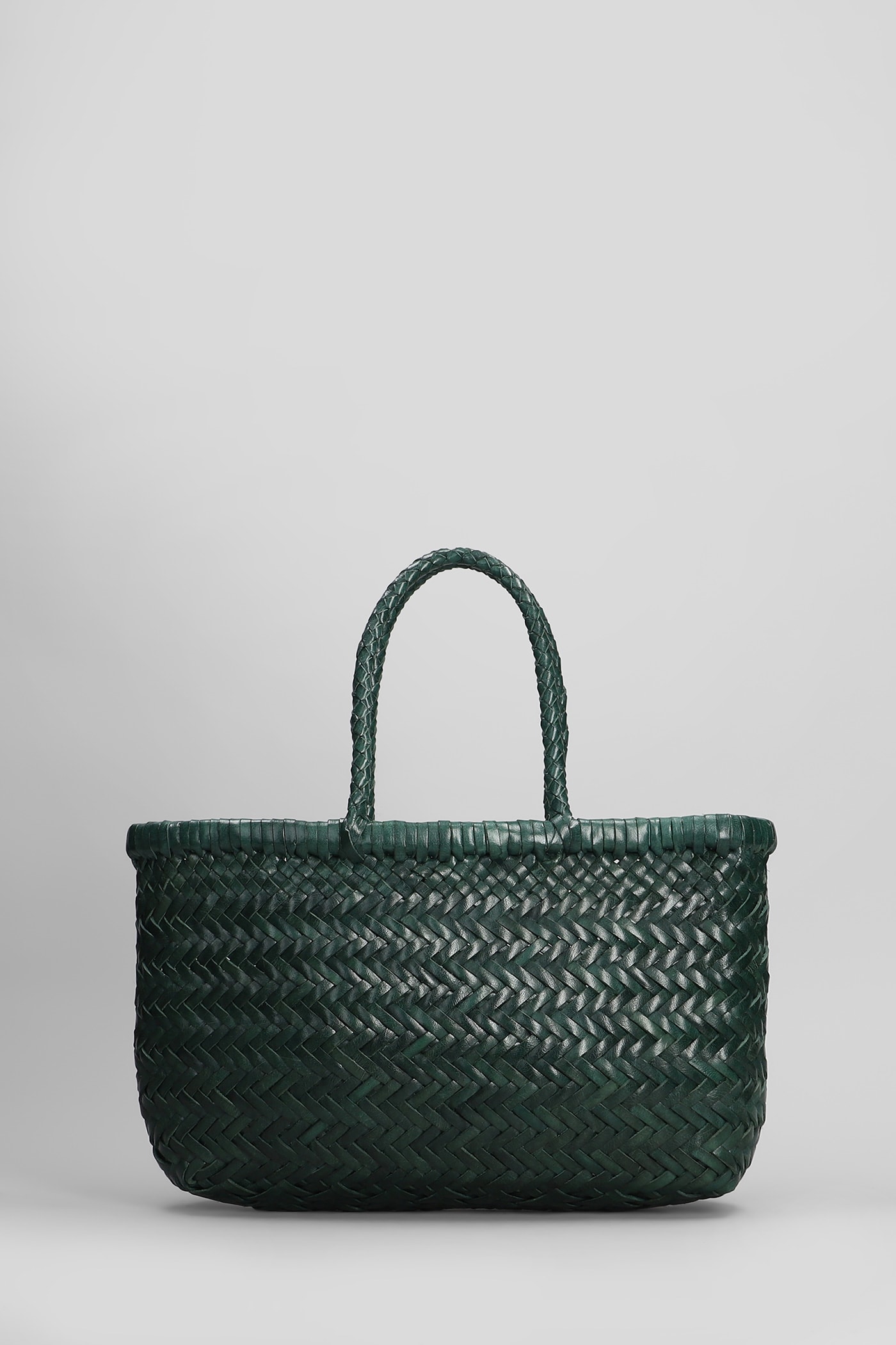 Dragon Diffusion Mini Flat Gora Baske Hand Bag In Green Leather