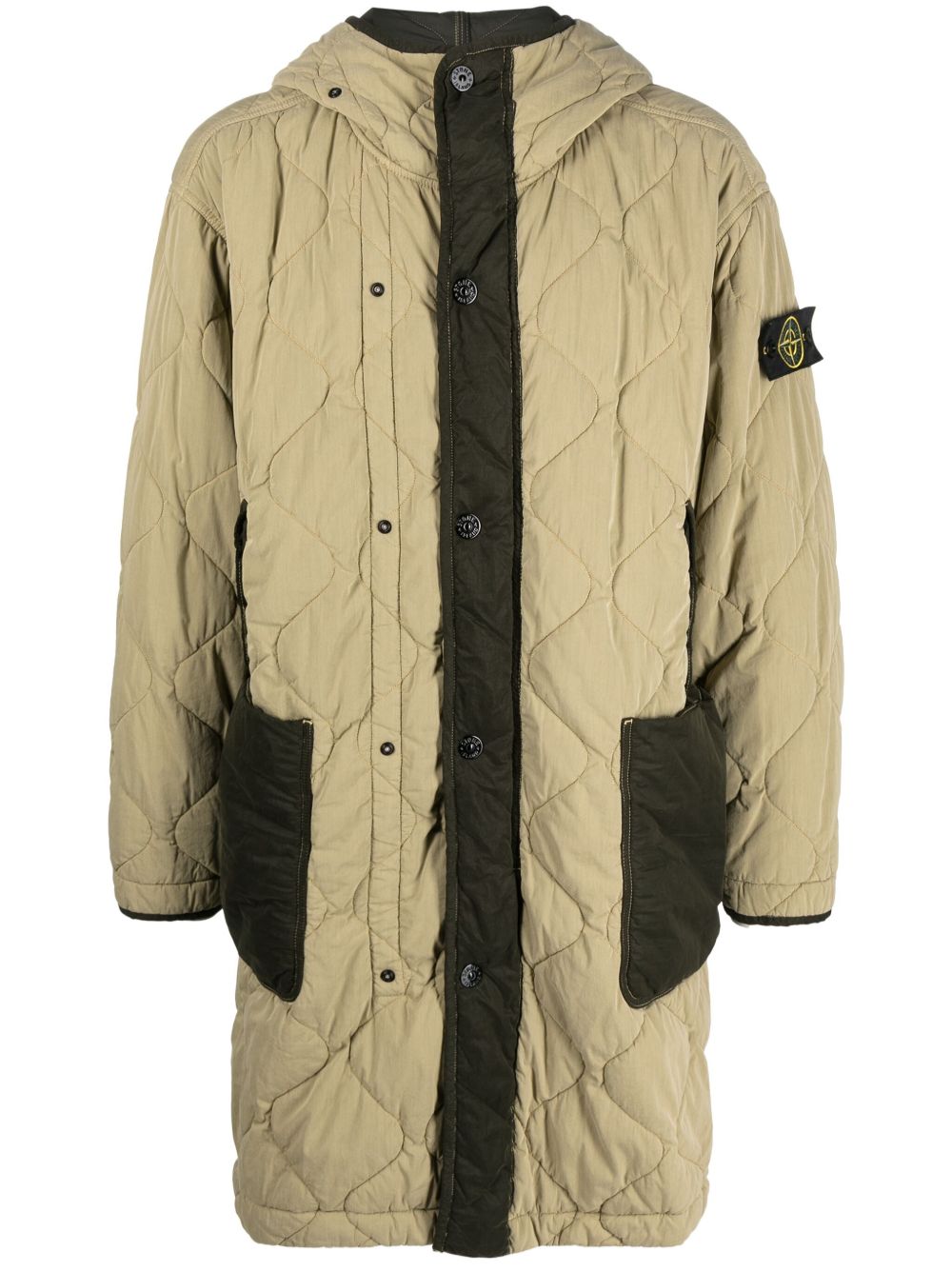 Stone Island 罗盘图案连帽绗缝外套 - 中性色