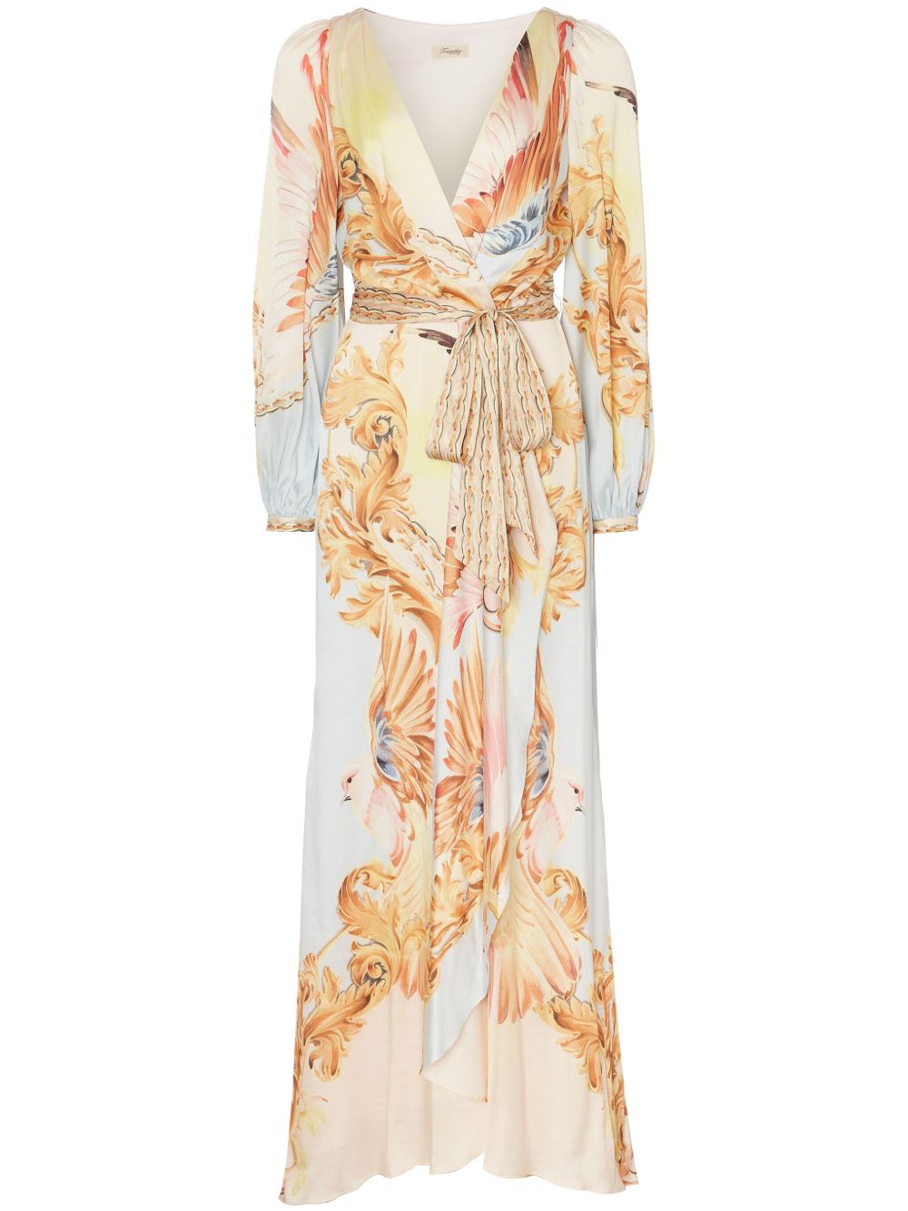Temperley London 图案印花裹身式连衣裙 - 中性色