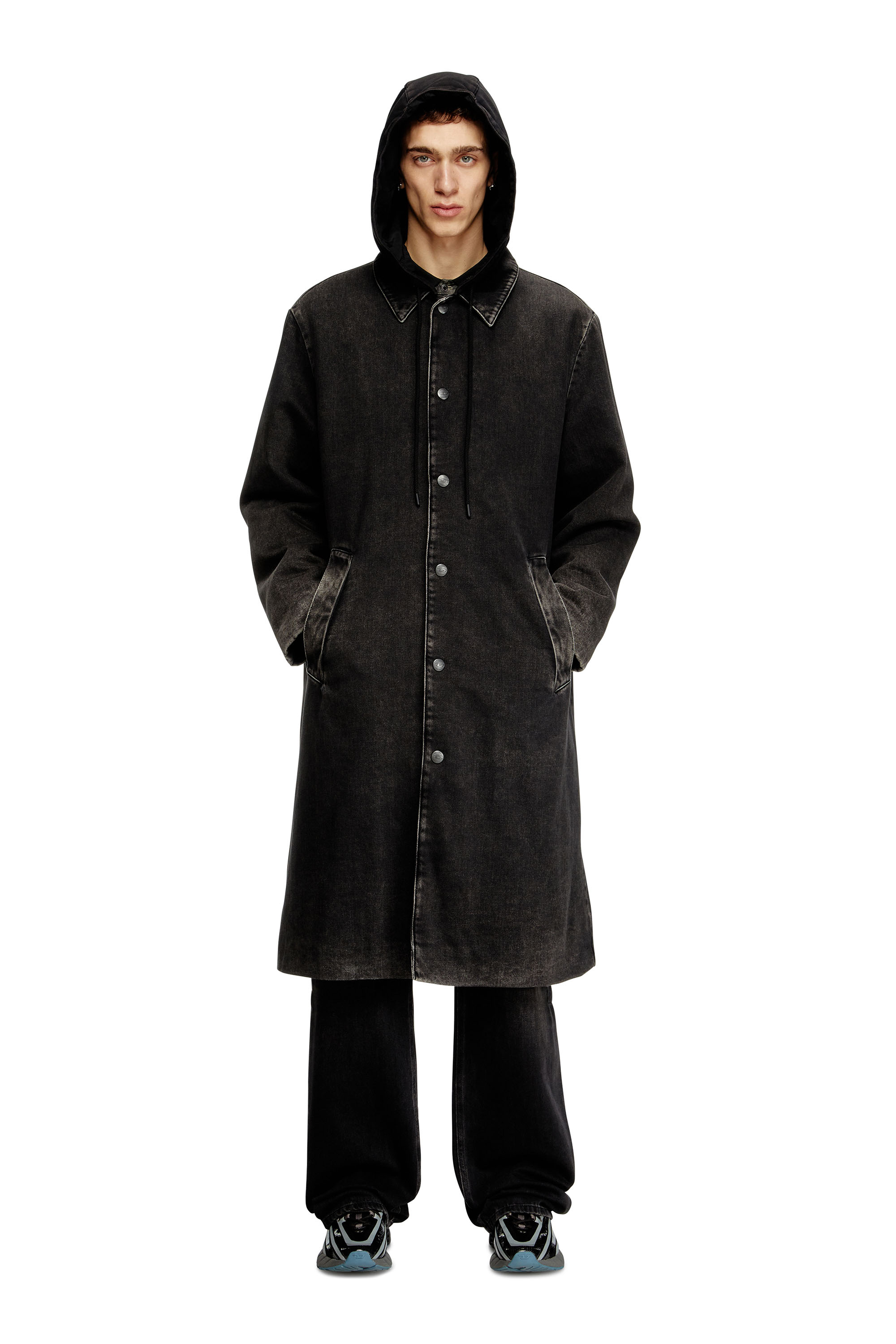 Diesel - Hybrid coat in denim and jersey - Denim Jackets - Man - Black