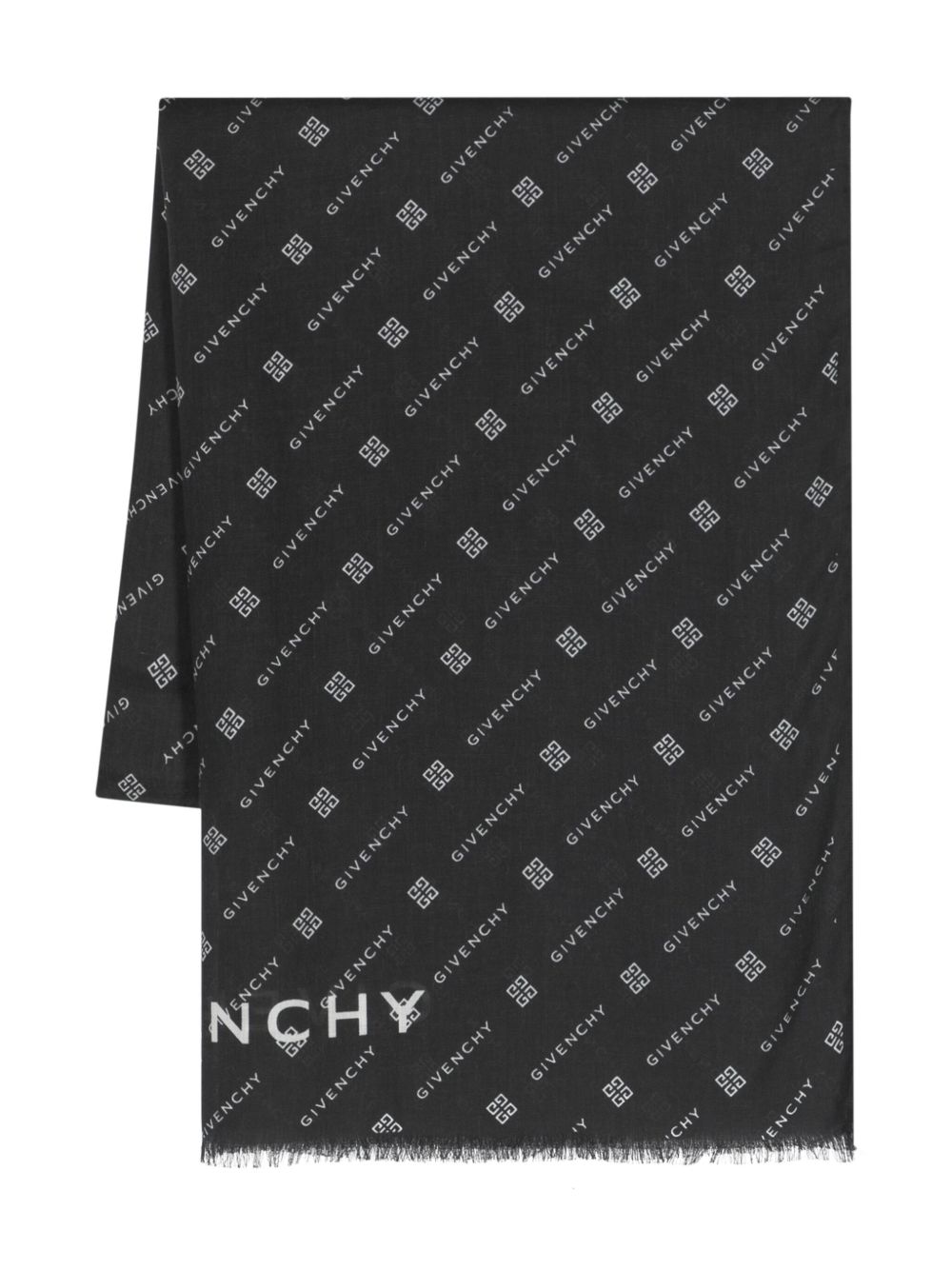 Givenchy 标志性 4G 提花流苏围巾 - 黑色