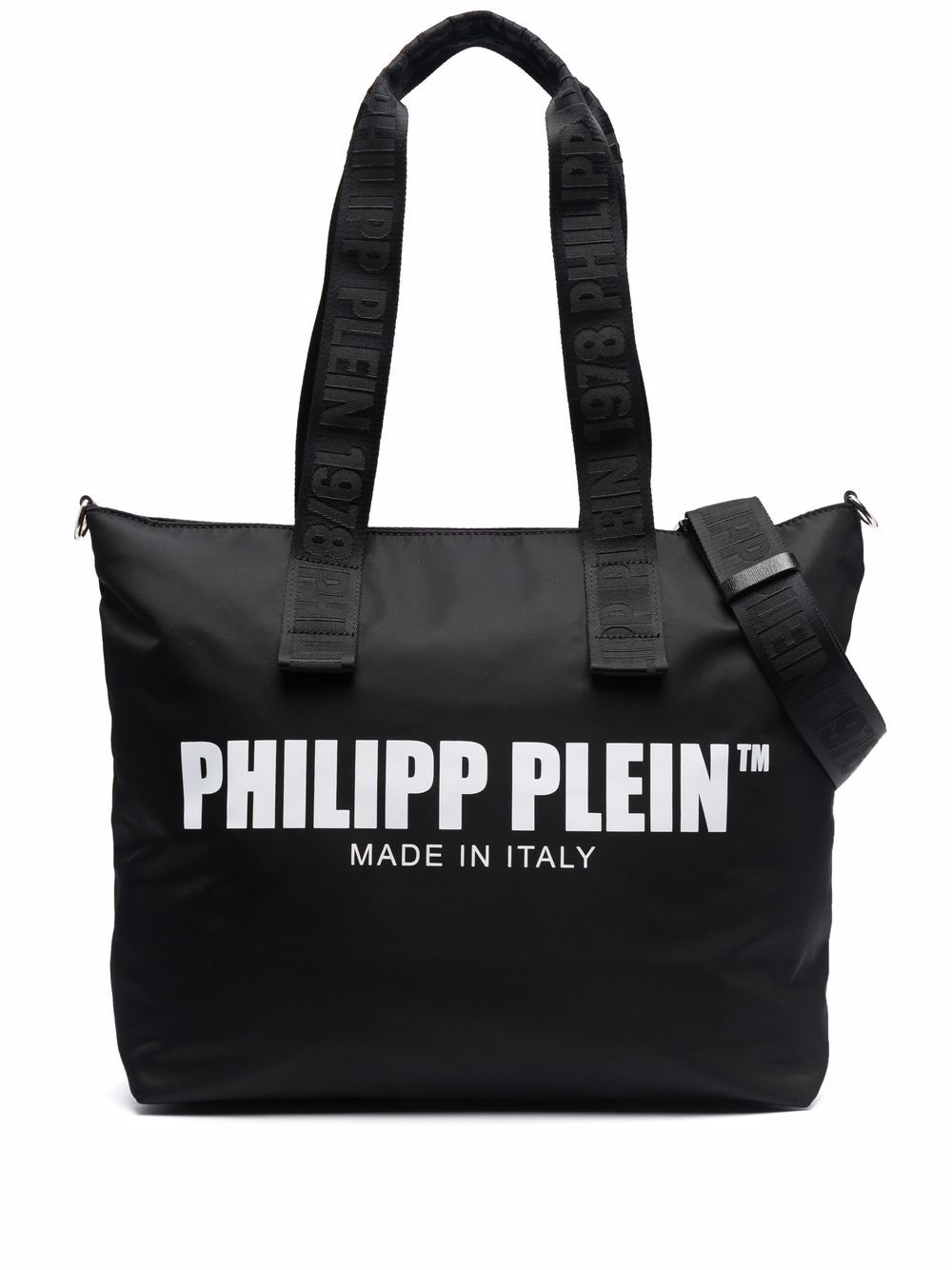 Philipp Plein logo印花大号手提包 - 黑色