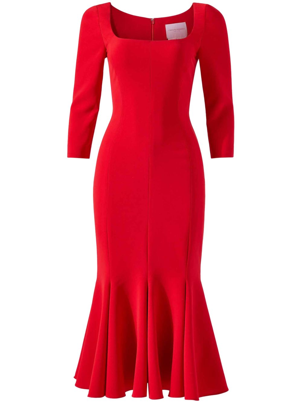 Carolina Herrera Trumpet 中长连衣裙 - 红色