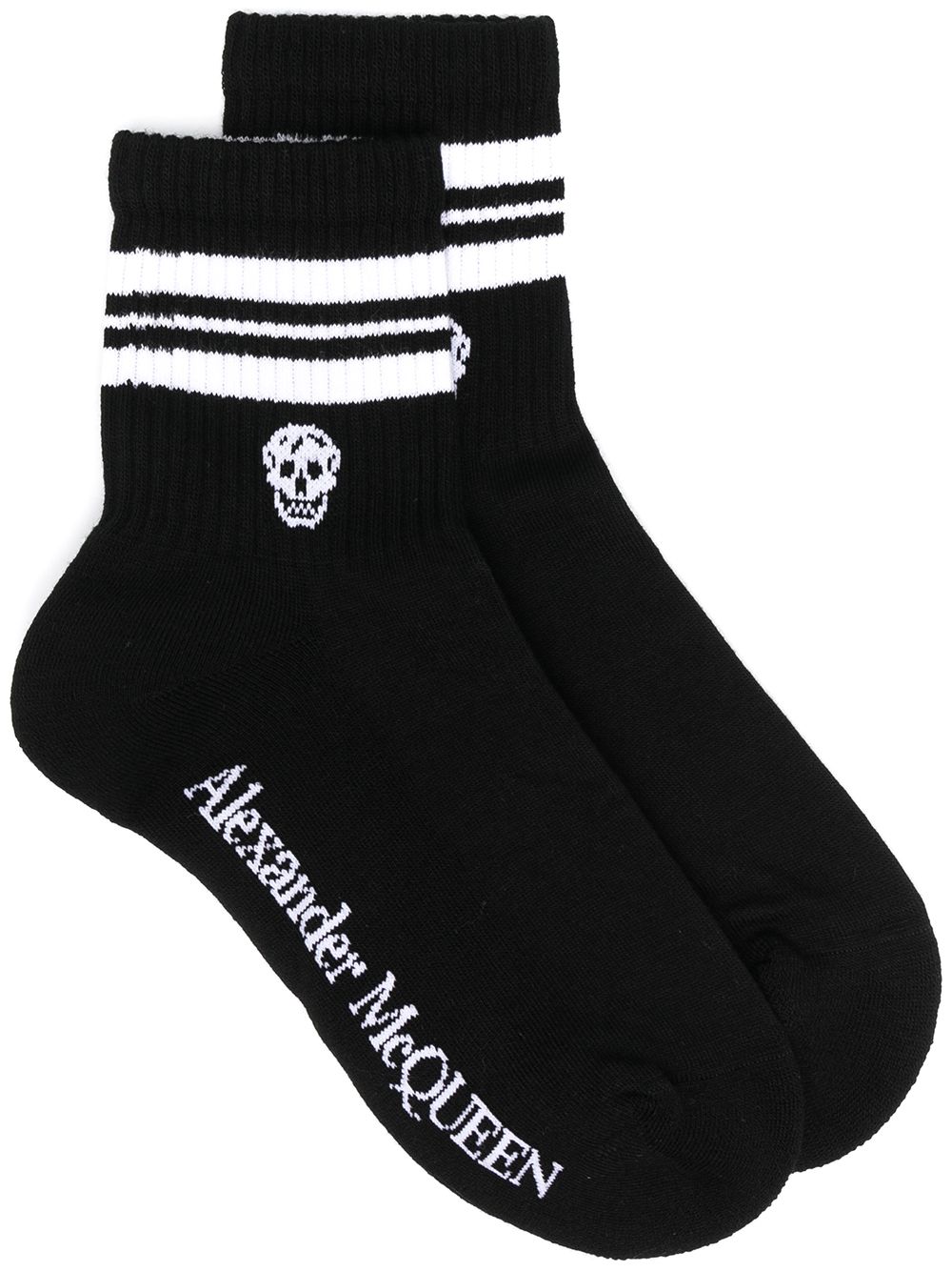 Alexander McQueen 亚历山大·麦昆 骷髅头logo印花针织袜 - 黑色