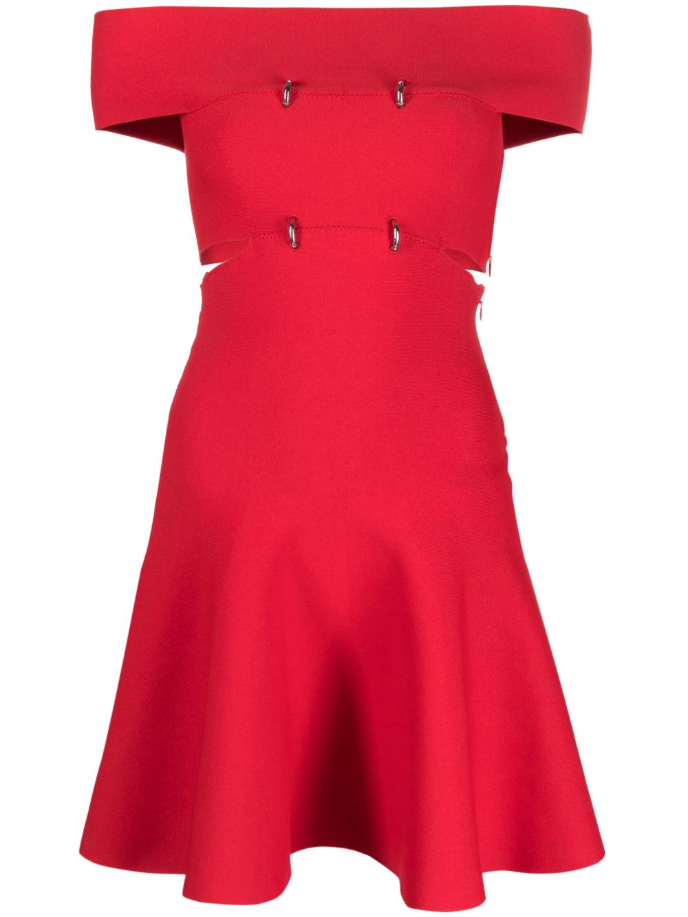 Alexander McQueen 露肩伞形迷你连衣裙 - 红色