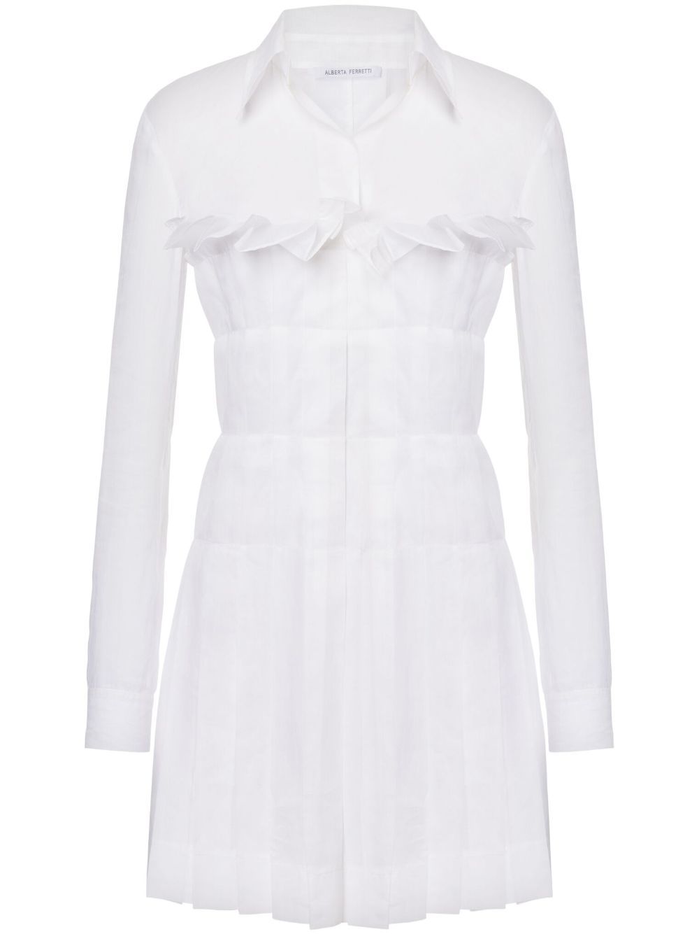 Alberta Ferretti 垂坠棉迷你连衣裙 - 白色