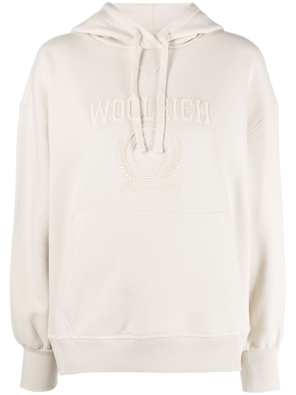 Woolrich logo刺绣长袖连帽衫 - 中性色