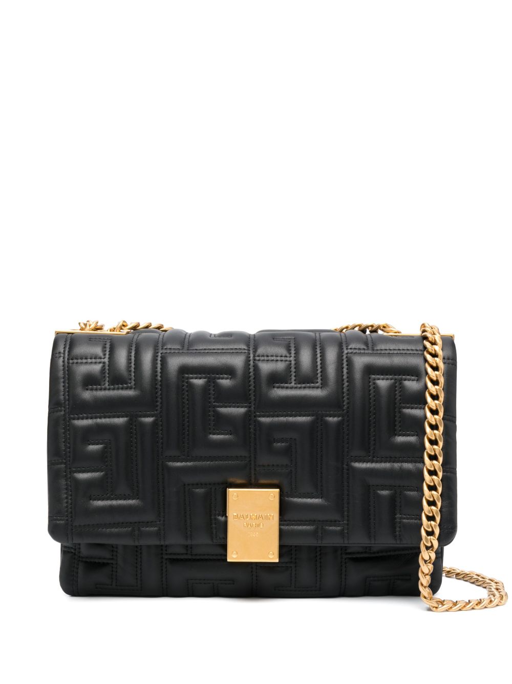 Balmain 1945 系列logo压纹斜挎包 - 黑色