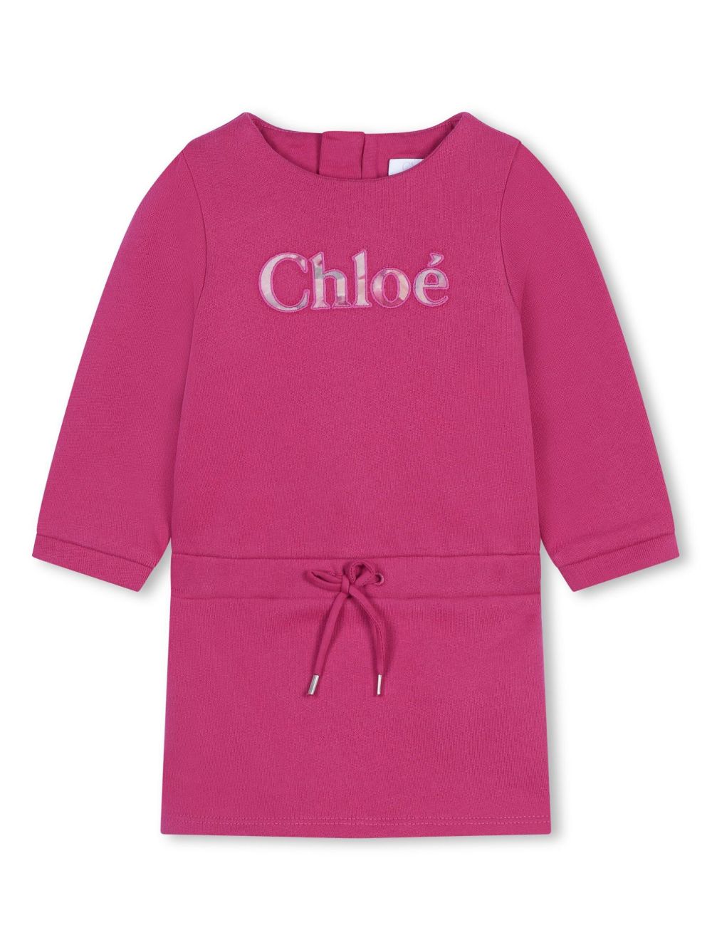 Chloé Kids logo刺绣棉连衣裙 - 粉色