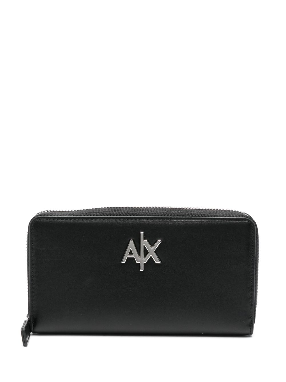 Armani Exchange logo标牌皮质钱包 - 黑色