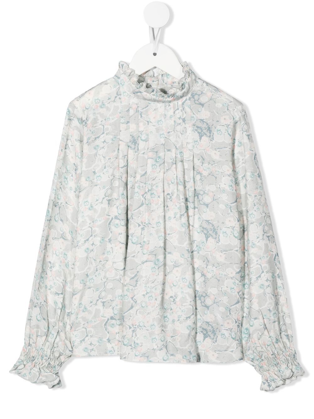 Chloé Kids 荷叶边饰大理石印花罩衫 - 绿色