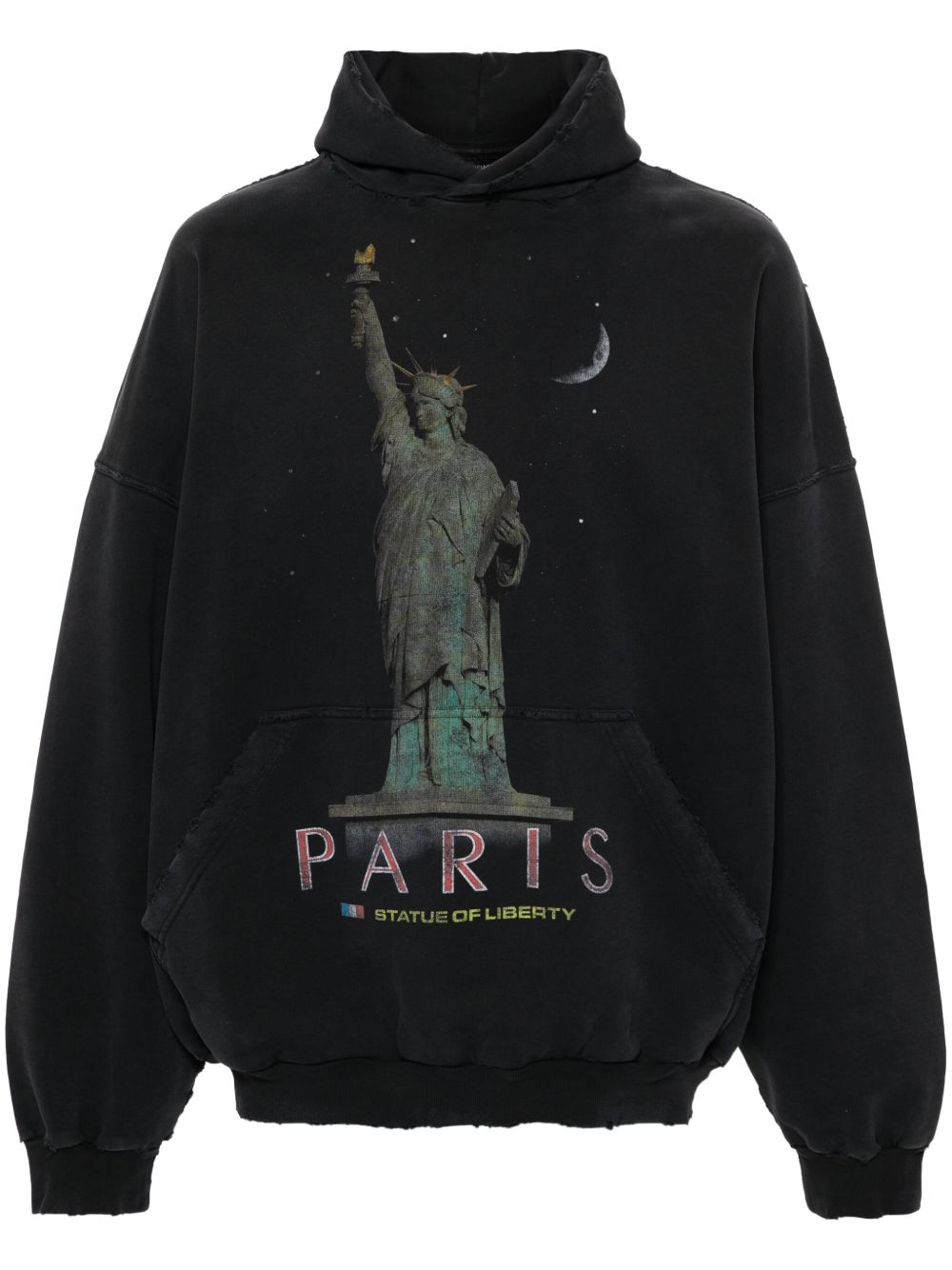Balenciaga Paris Liberty 仿旧连帽衫 - 黑色