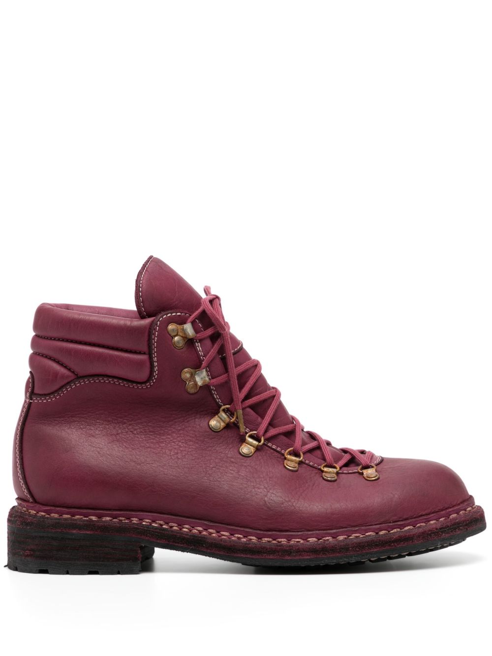 Guidi 系带皮靴 - 粉色