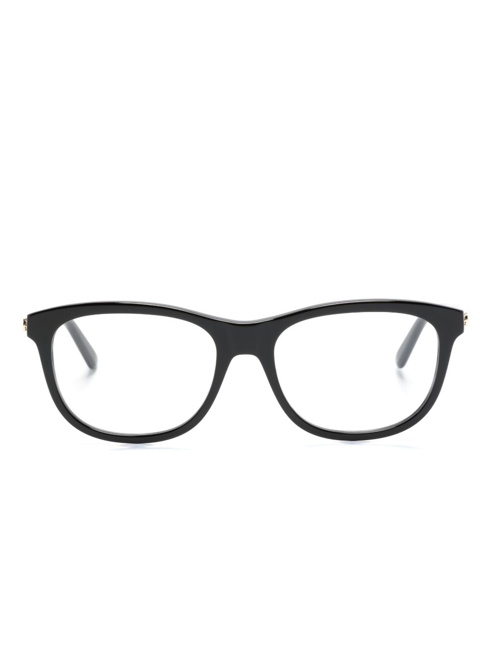 Gucci Eyewear logo标牌长方形镜框眼镜 - 黑色