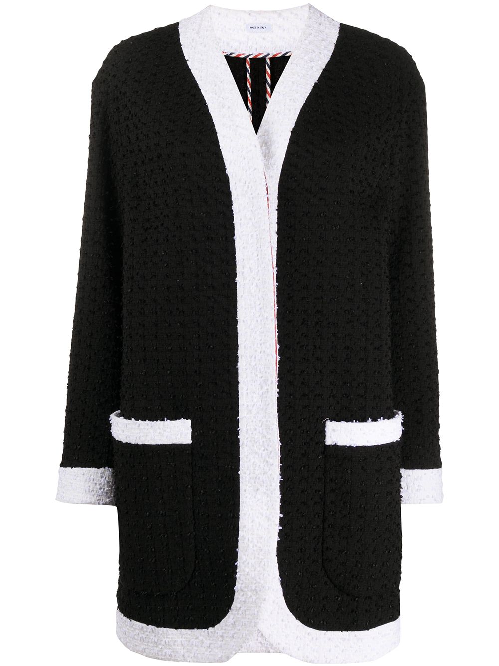 Thom Browne 解构感垮肩粗花呢开衫式夹克 - 黑色