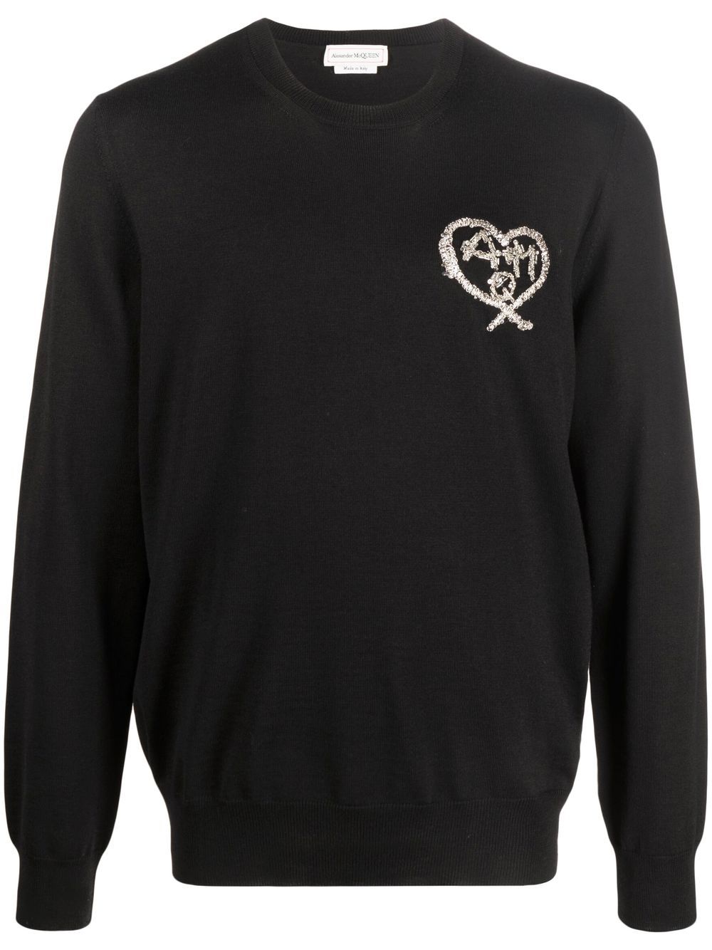Alexander McQueen 亚历山大·麦昆 logo刺绣羊毛毛衣 - 黑色