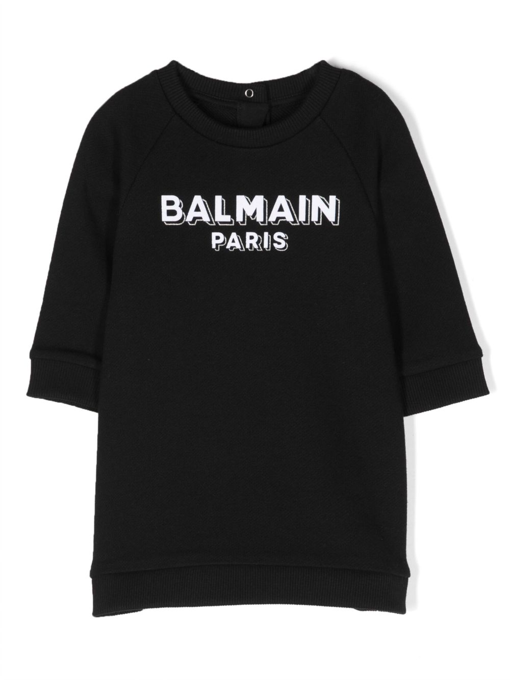 Balmain Kids logo印花棉连衣裙 - 黑色