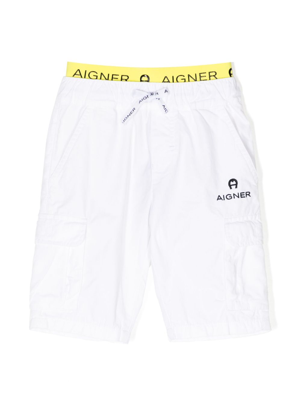 Aigner Kids logo印花工装短裤 - 白色
