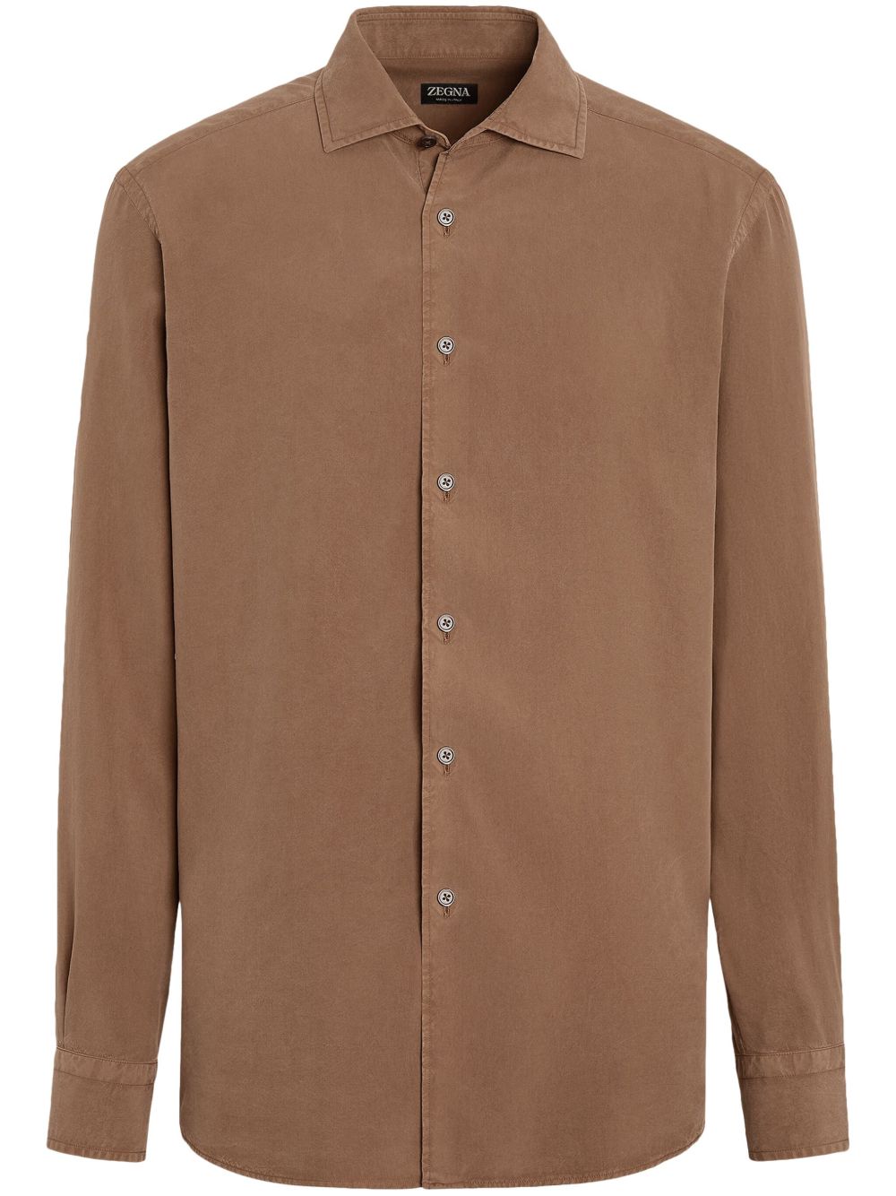 Zegna 桑蚕丝衬衫 - 褐色