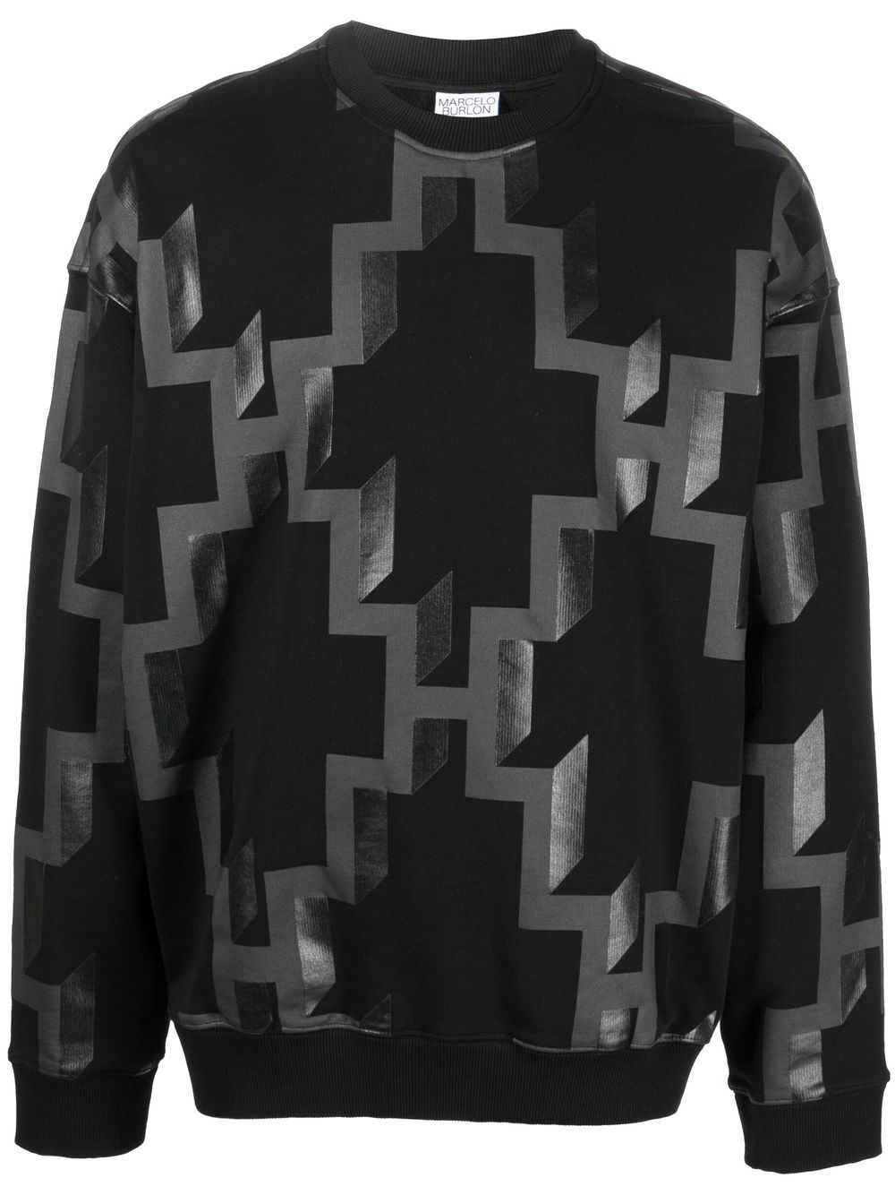 Marcelo Burlon County of Milan logo印花棉卫衣 - 黑色