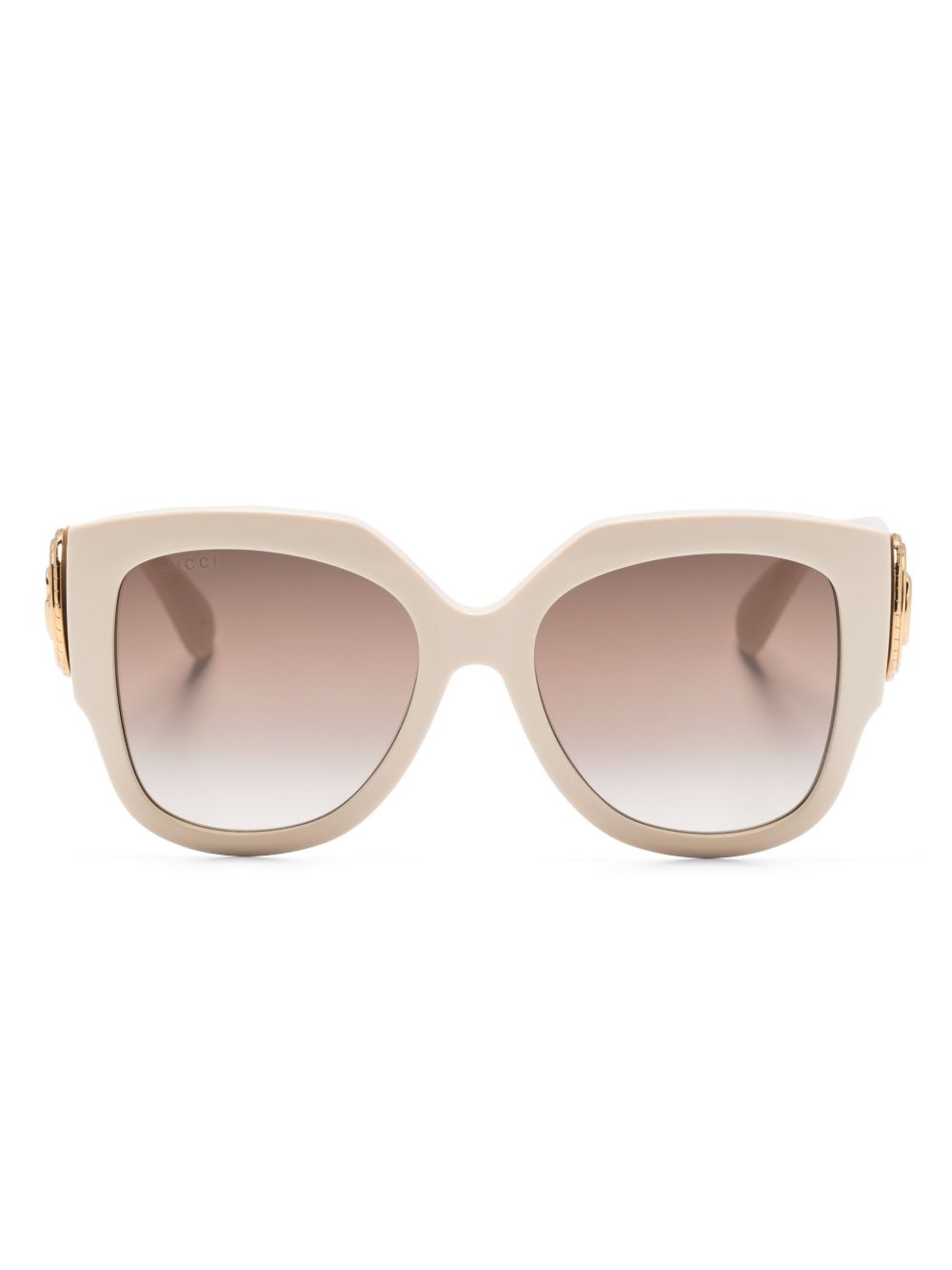 Gucci Eyewear logo-plaque round-frame sunglasses - 中性色