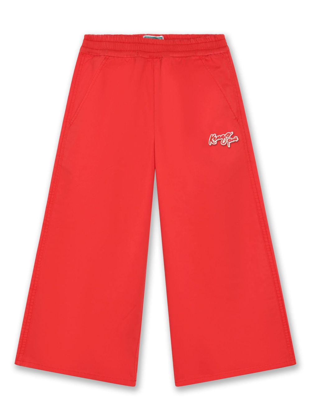 Kenzo Kids logo贴花棉阔腿裤 - 红色