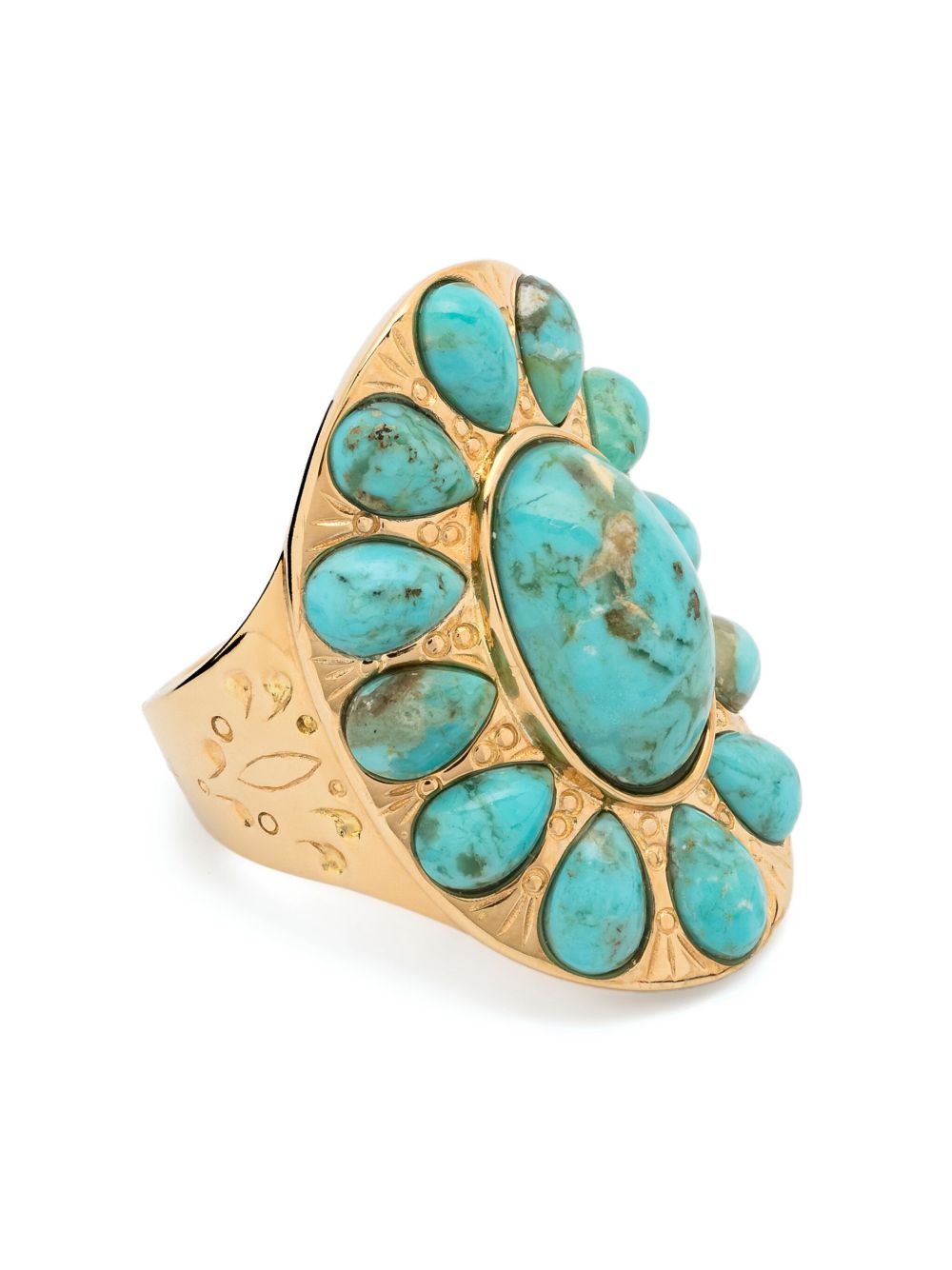 Aurelie Bidermann 18k黄金 Navajo 绿松石戒指 - 金色