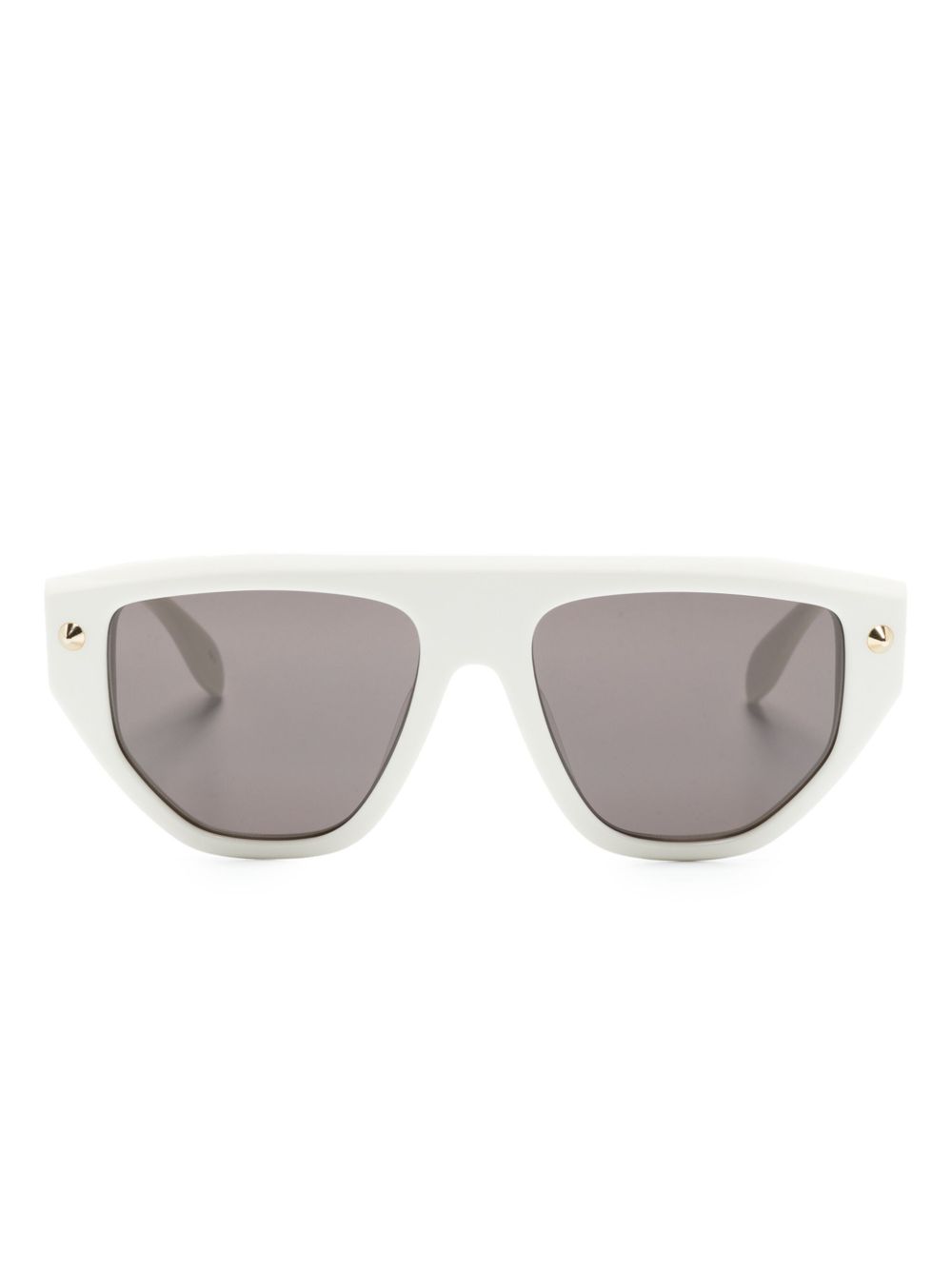Alexander McQueen Eyewear 铆钉细节椭圆框太阳眼镜 - 白色
