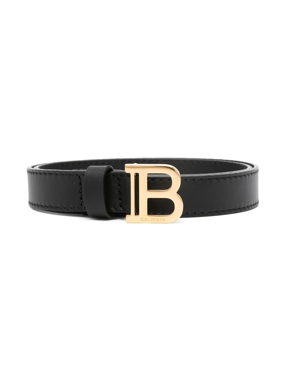 Balmain Kids B 扣环皮质腰带 - 黑色