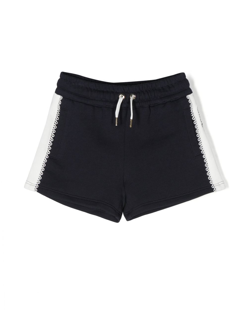 Chloé Kids 侧条纹抽绳短裤 - 蓝色