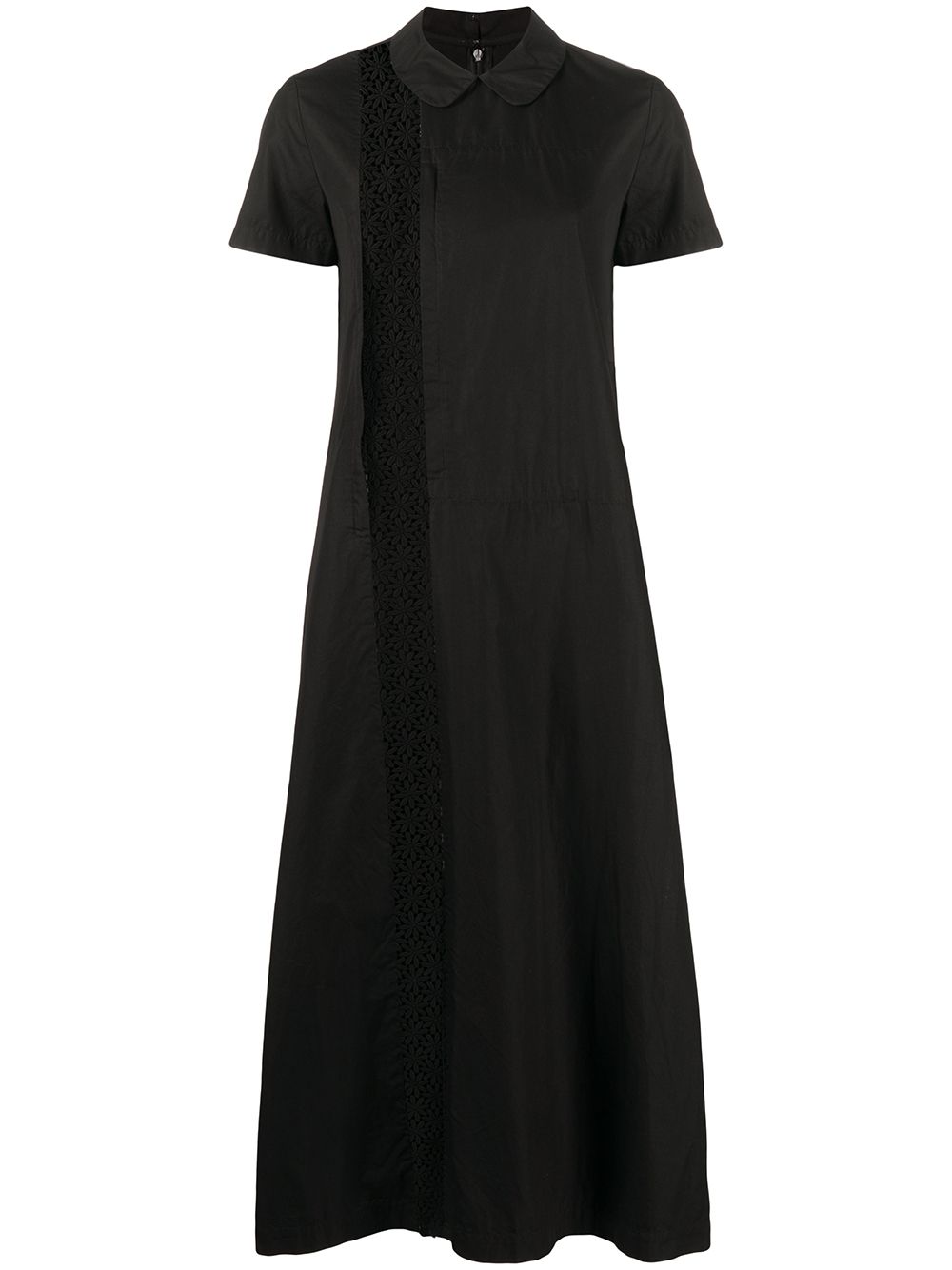 Comme Des Garçons Pre-Owned 钩编针织拼接中长连衣裙 - 黑色