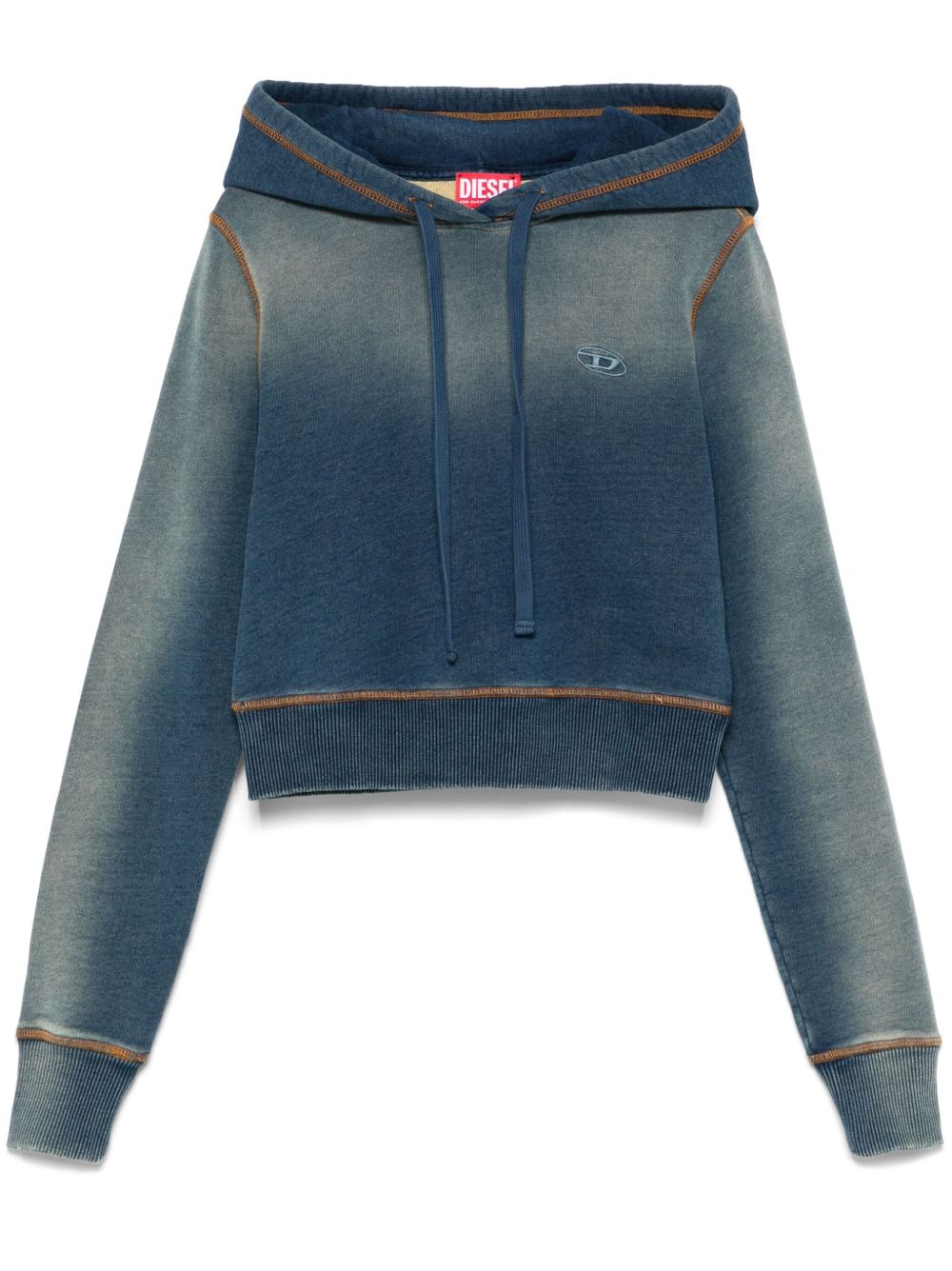 Diesel logo刺绣连帽衫 - 蓝色