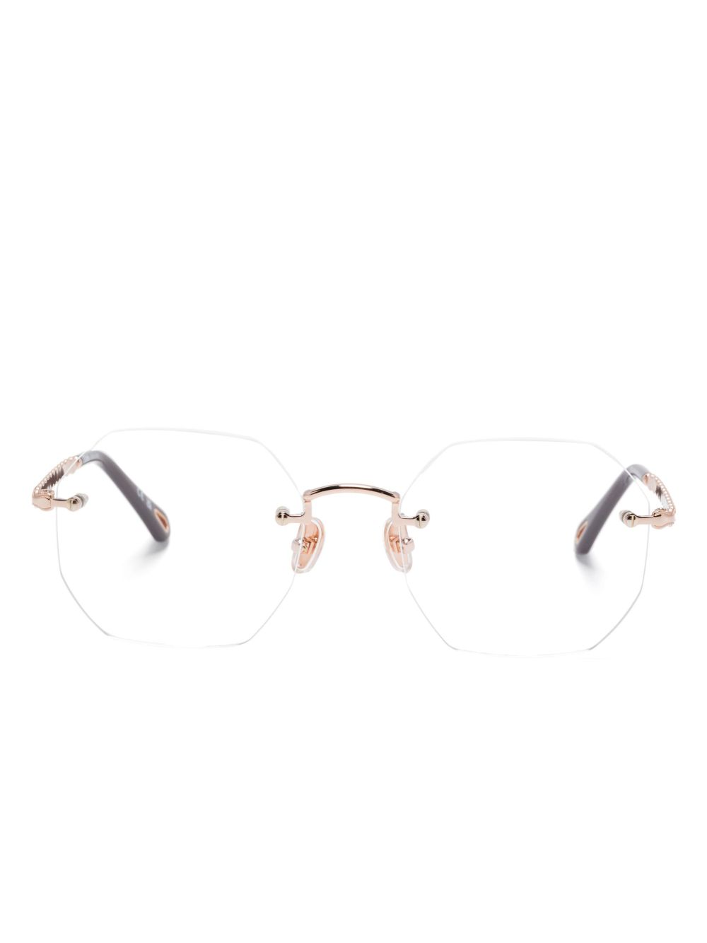 Chloé Eyewear 六角形镜框眼镜 - 金色