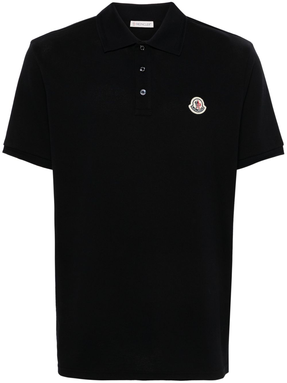 Moncler logo贴花珠地布polo衫 - 蓝色