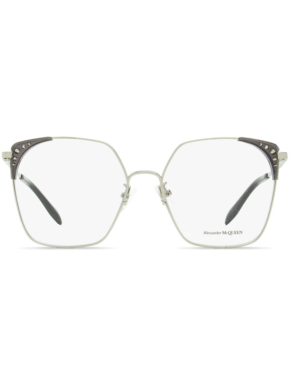 Alexander McQueen Eyewear 亚历山大·麦昆 铆钉超大镜框眼镜 - 银色