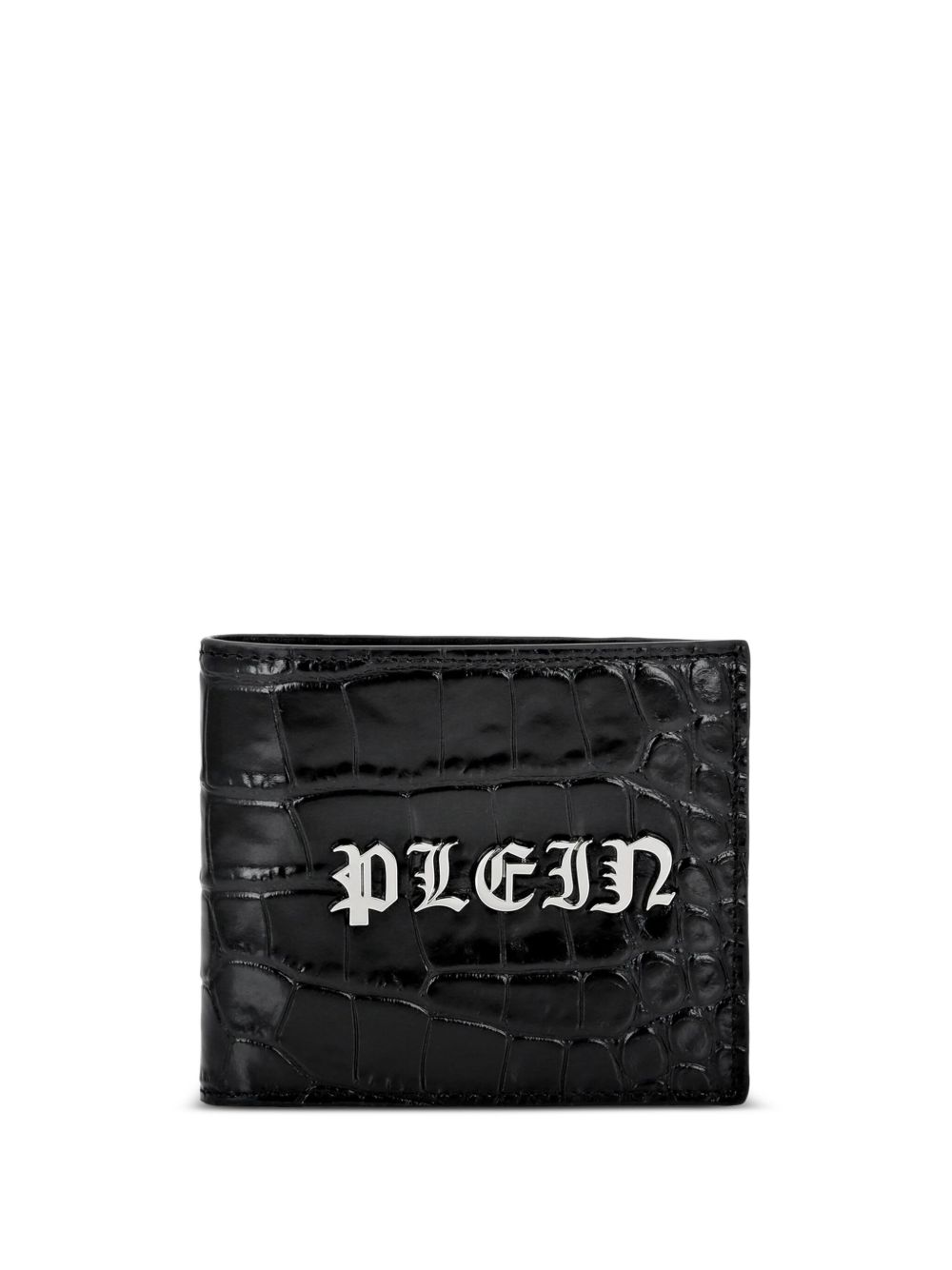 Philipp Plein Gothic Plein 仿鳄鱼纹压纹钱包 - 黑色