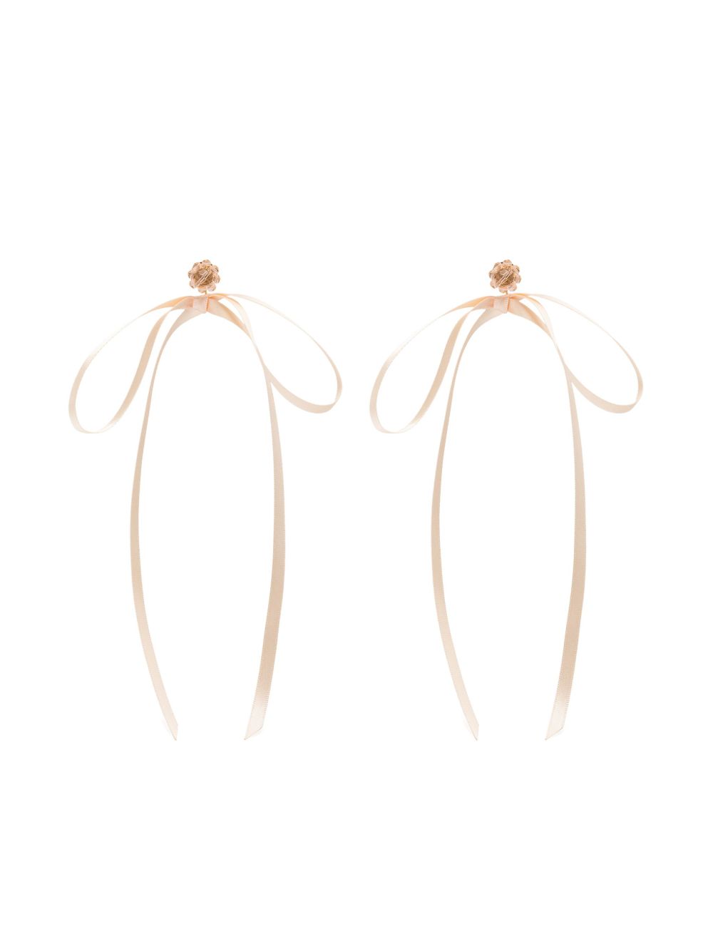Simone Rocha Bow Ribbon 珠饰耳钉 - 粉色