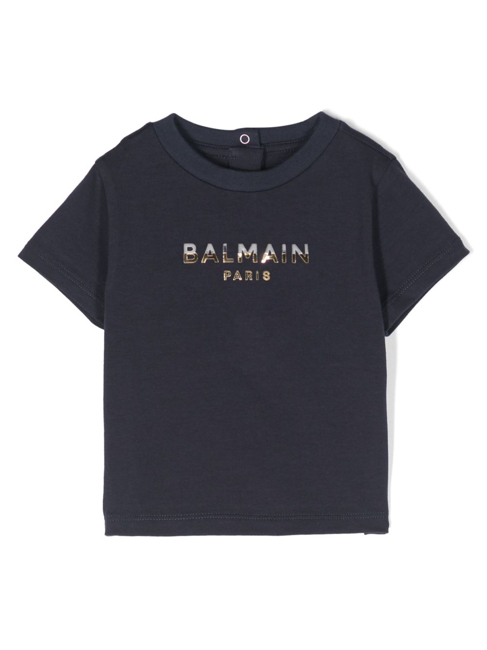 Balmain Kids logo贴花短袖T恤 - 蓝色