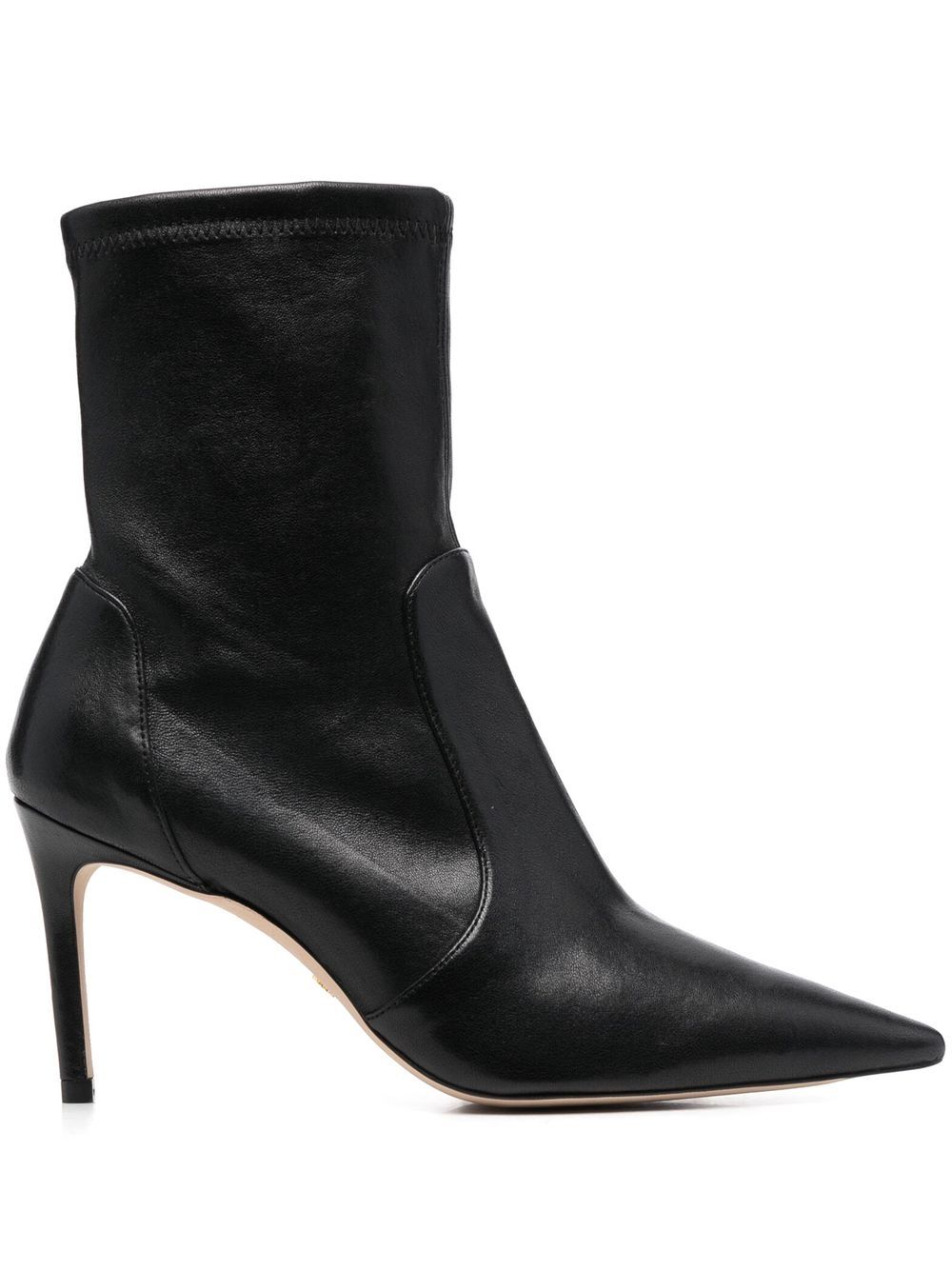 Stuart Weitzman 皮质弹性短靴 - 黑色