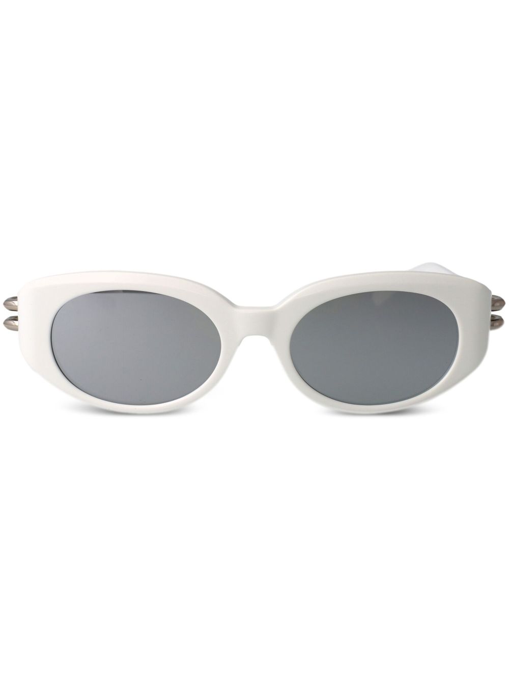 Alexander McQueen Eyewear 椭圆形框太阳眼镜 - 白色