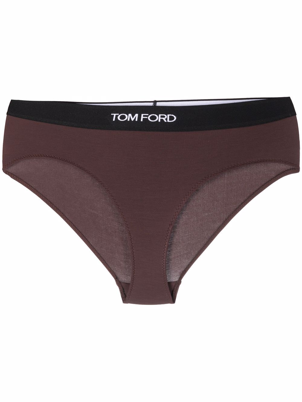 TOM FORD 汤姆福特 logo印花莫代尔三角内裤 - 褐色